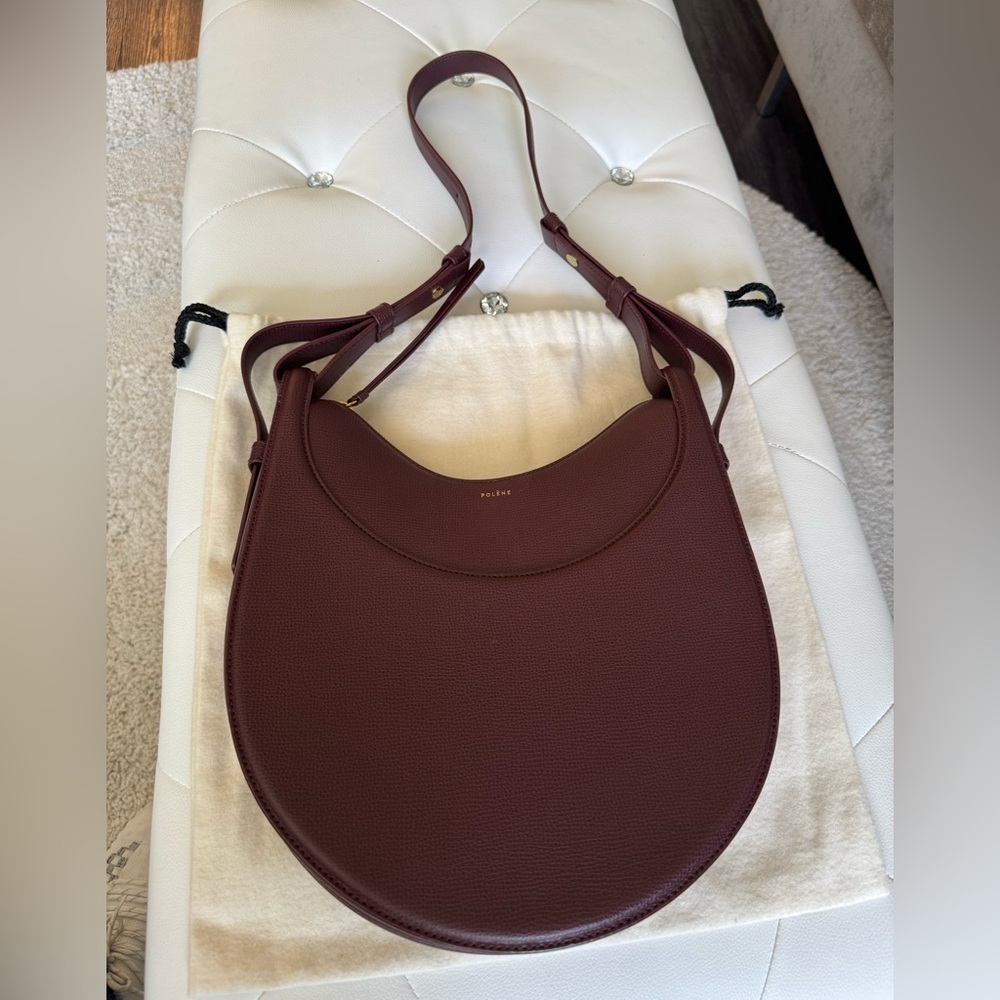 Polene Numero Dix Large Burgundy Sandalwood Leather Shoulder Crossbody Handbag - Picture 11 of 16